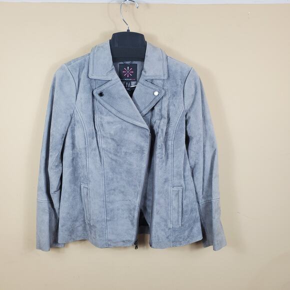 Isaac Mizrahi Live! Suede Moto Jacket Size 6 - Picture 9 of 12
